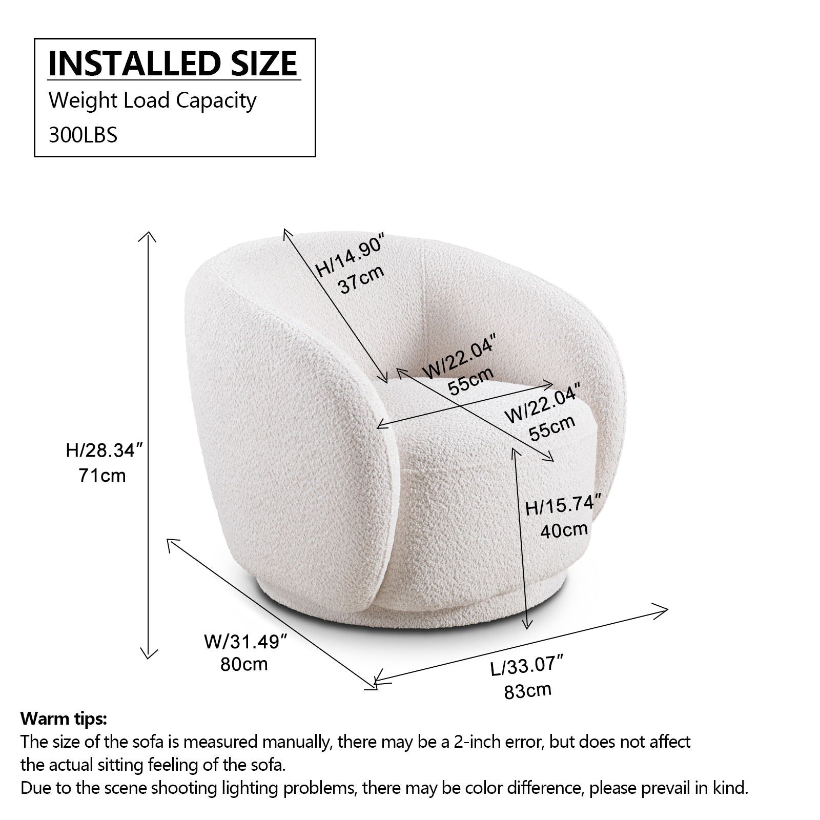 360° Swivel Upholstered Barrel Accent Chair