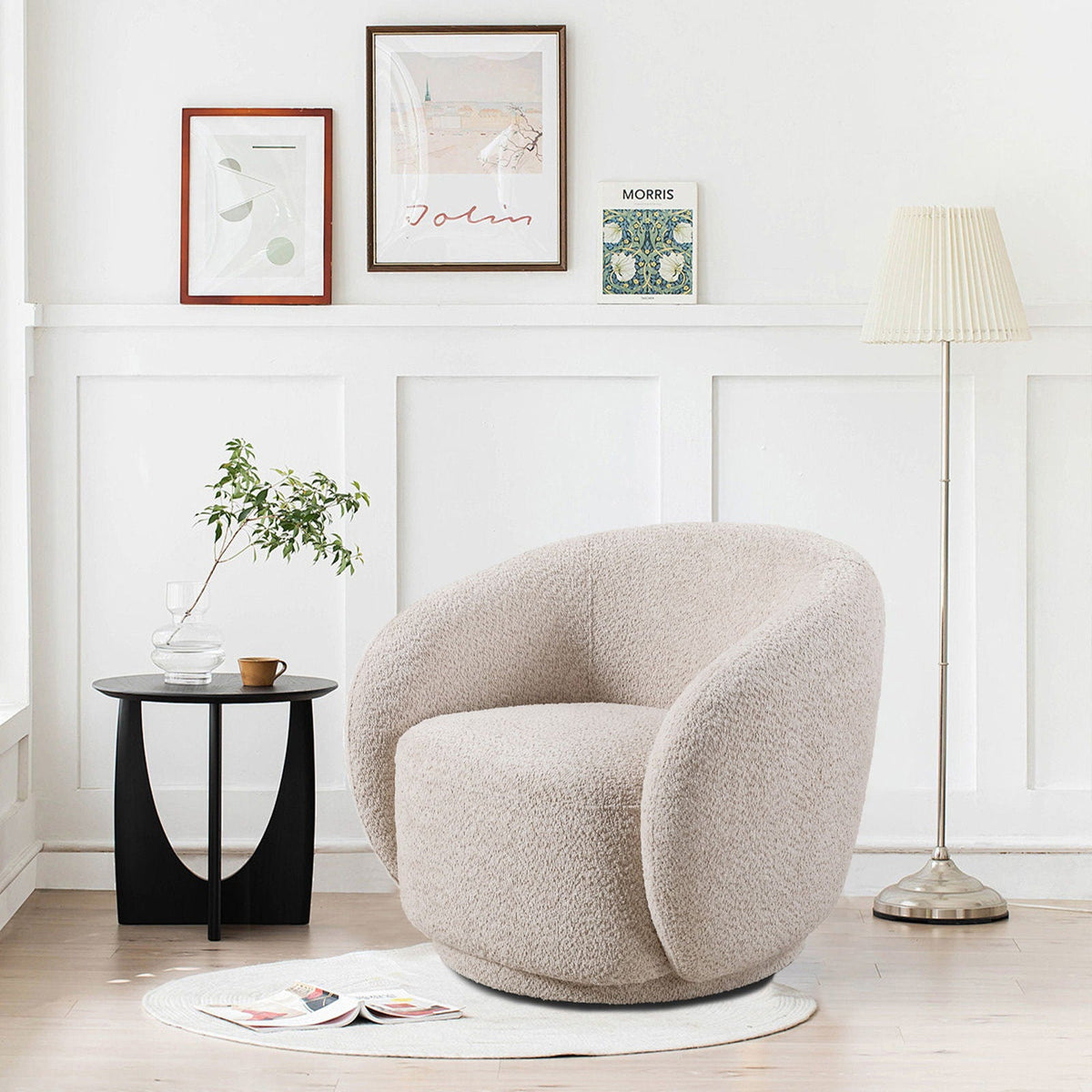 360° Swivel Upholstered Barrel Accent Chair
