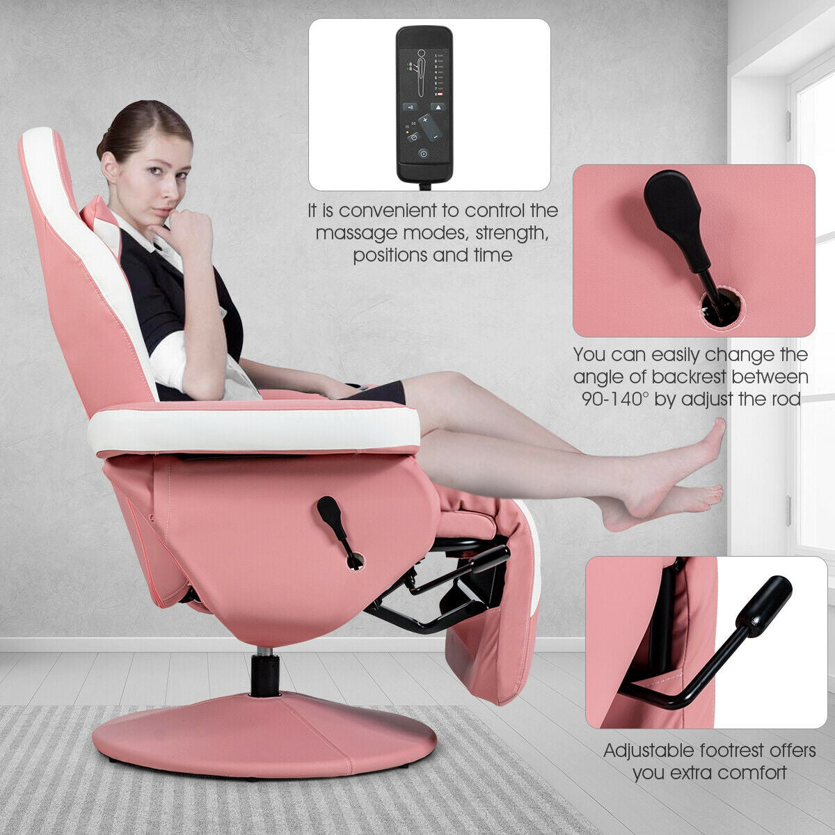 High Back Massage Gaming Chair with Footrest