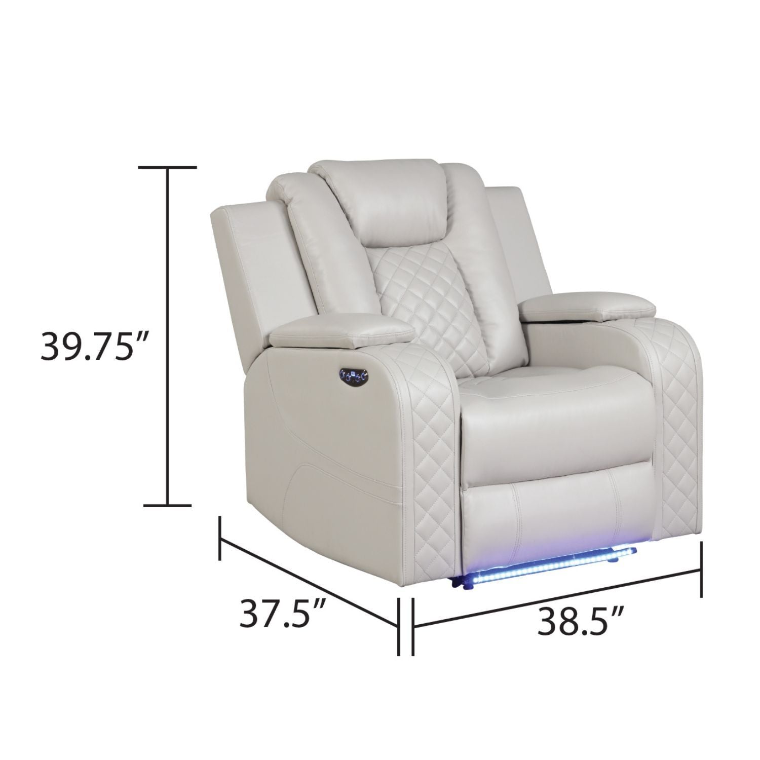Benz Power Recliner Chair with LED Lighting & USB Charging