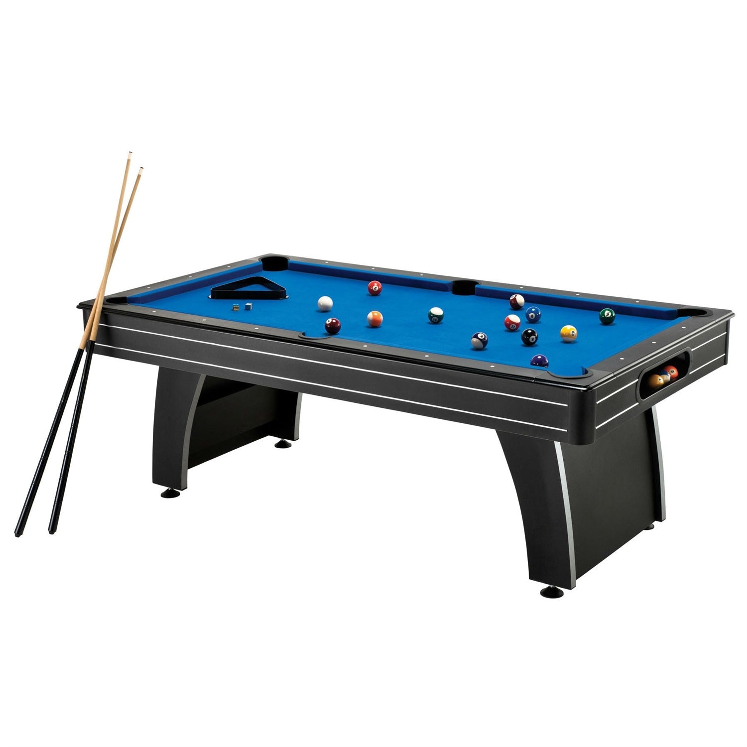 7-Foot Blue Pool Table with Cues & Billiard Balls