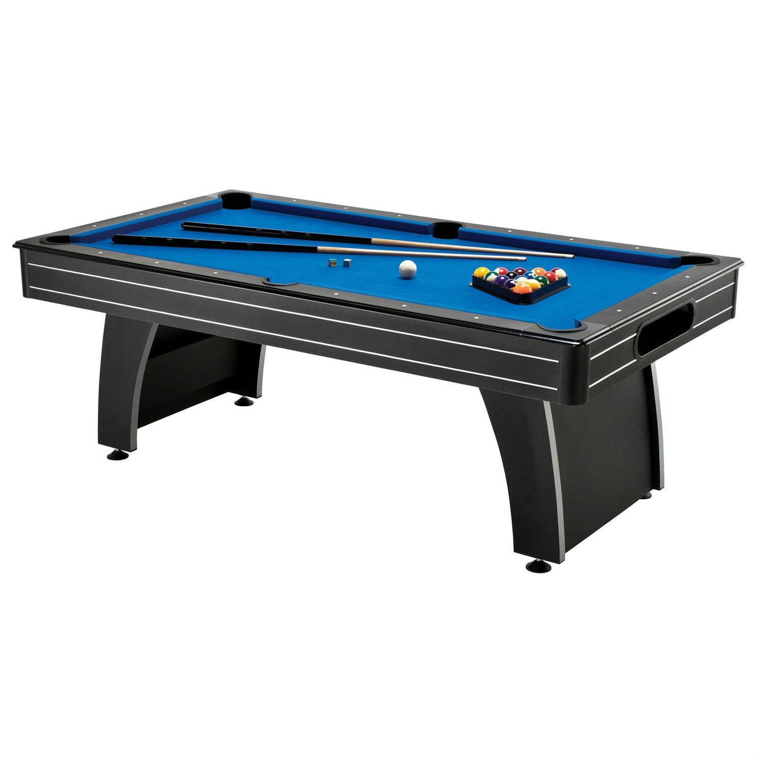 7-Foot Blue Pool Table with Cues & Billiard Balls