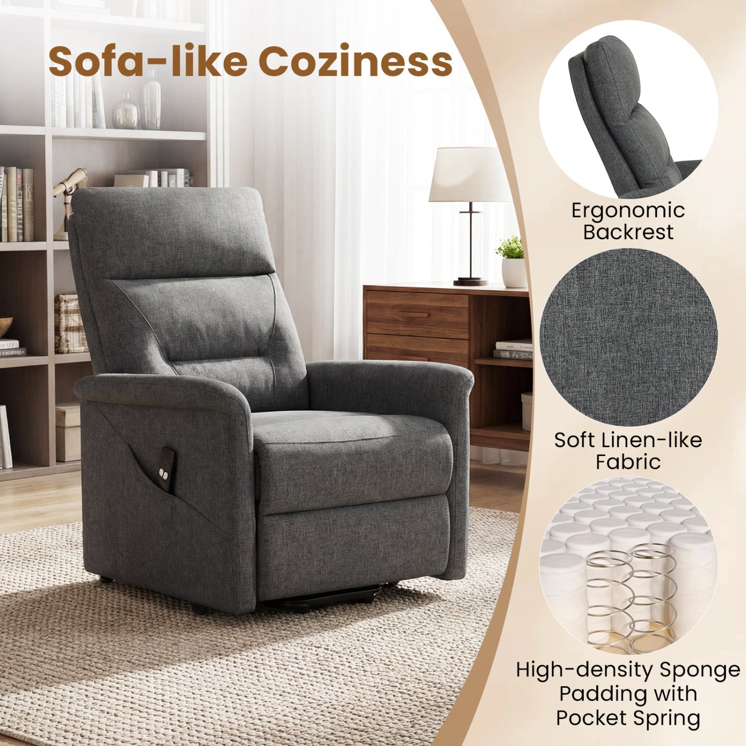Electric Power Lift Recliner Chair with Remote Control