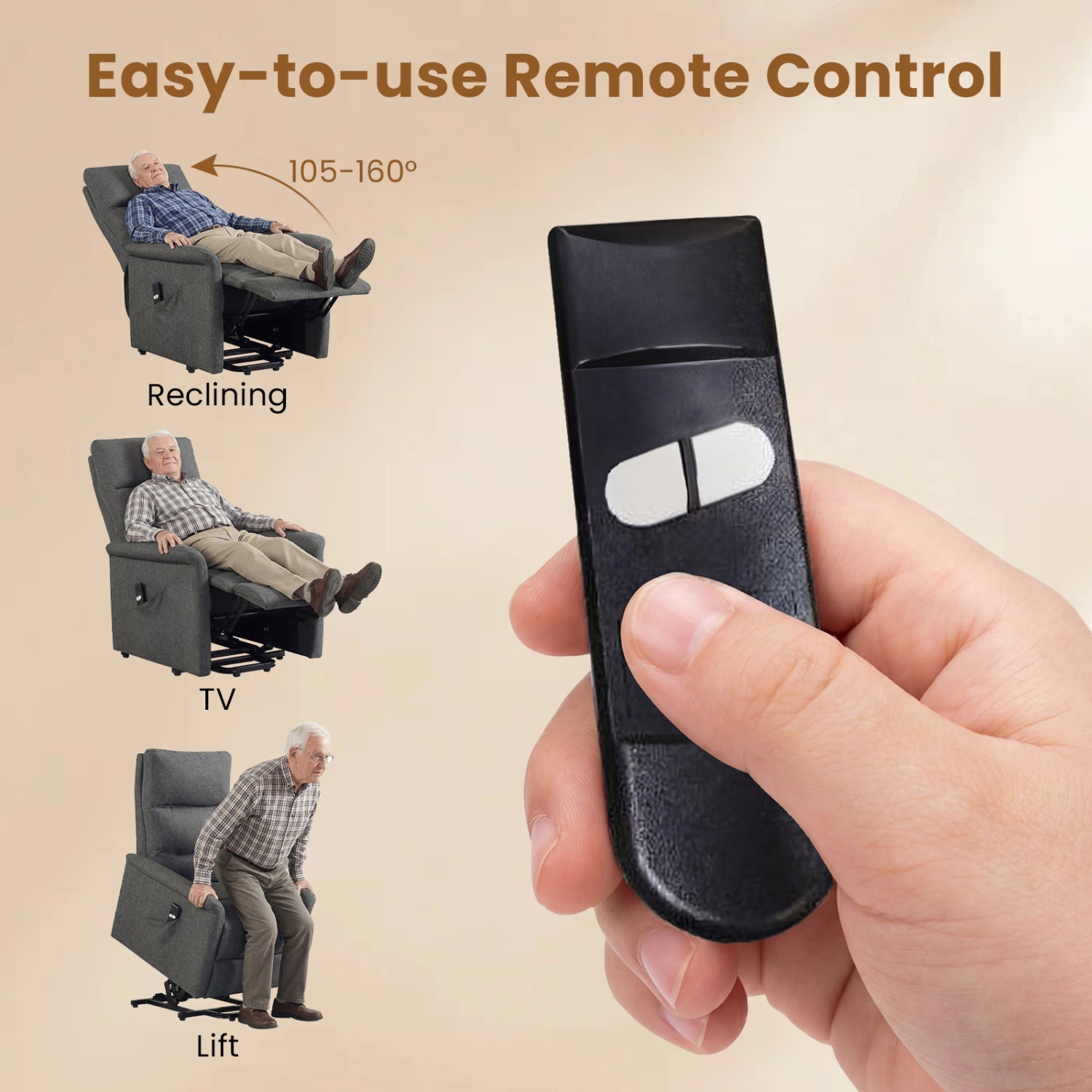 Electric Power Lift Recliner Chair with Remote Control