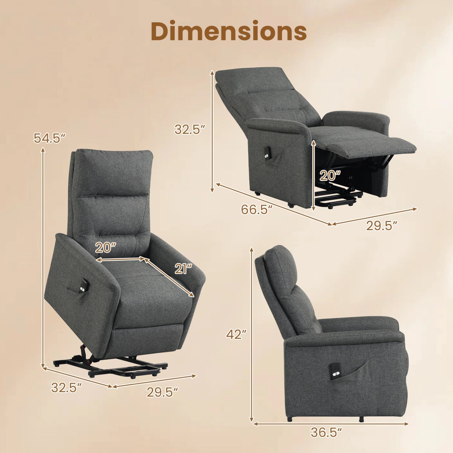 Electric Power Lift Recliner Chair with Remote Control