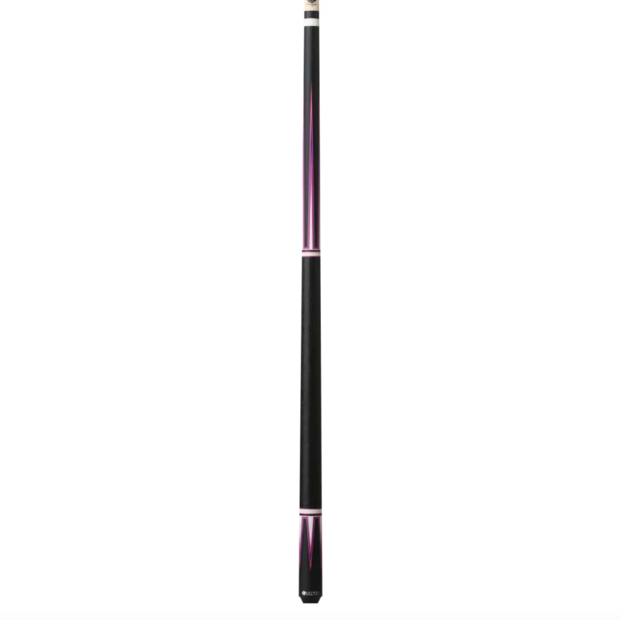 Matte Black Pool Cue with Magenta & Purple Veneer Points
