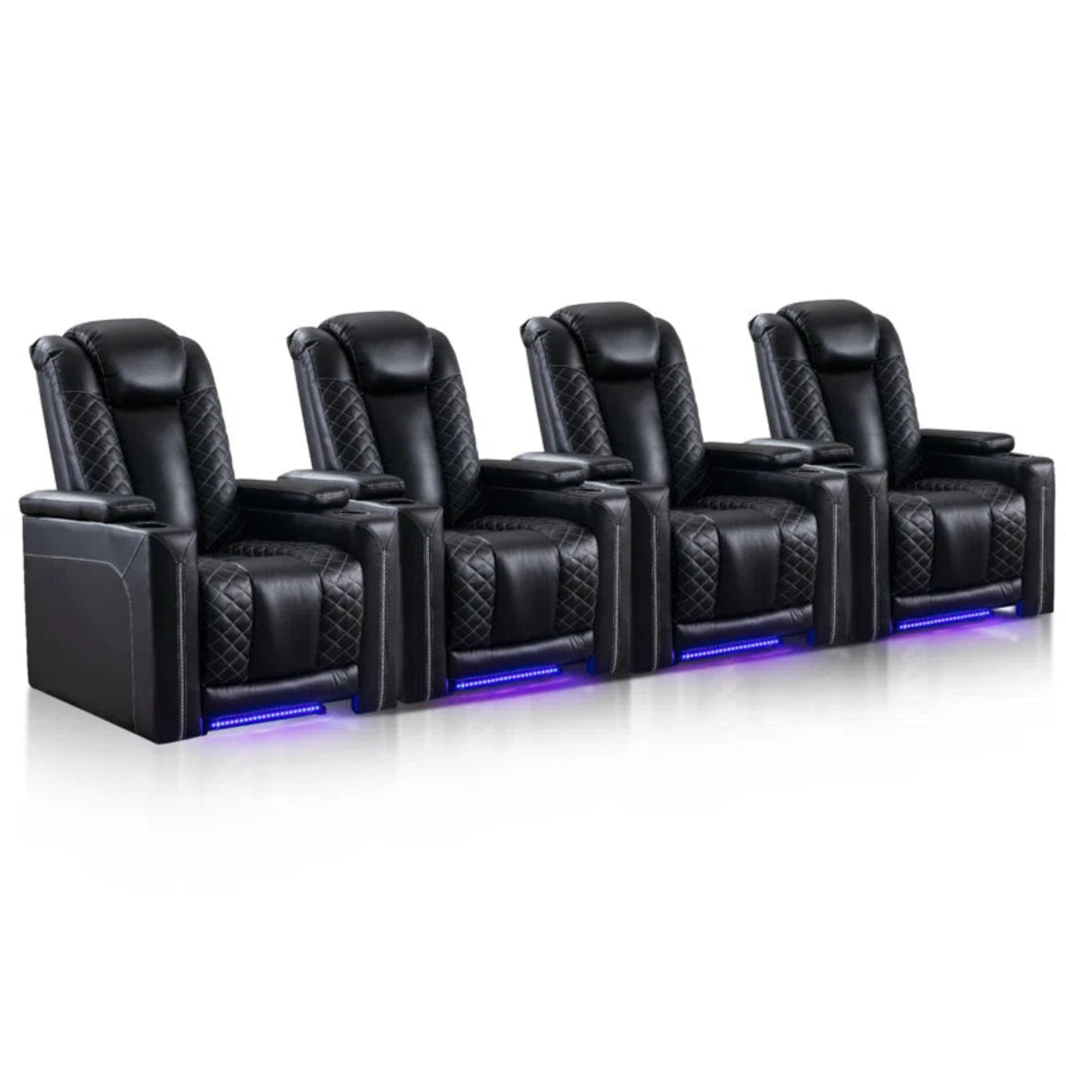 35.4'' Wide Modern Faux Leather Power Recliner Home Theater Individual Seat with Cup Holders