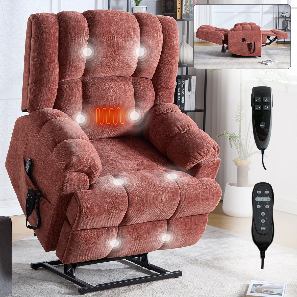 Dual Motor Power Lift Recliner with Heat & Massage