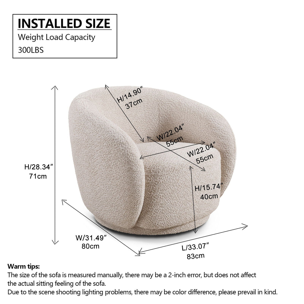 360° Swivel Upholstered Barrel Accent Chair