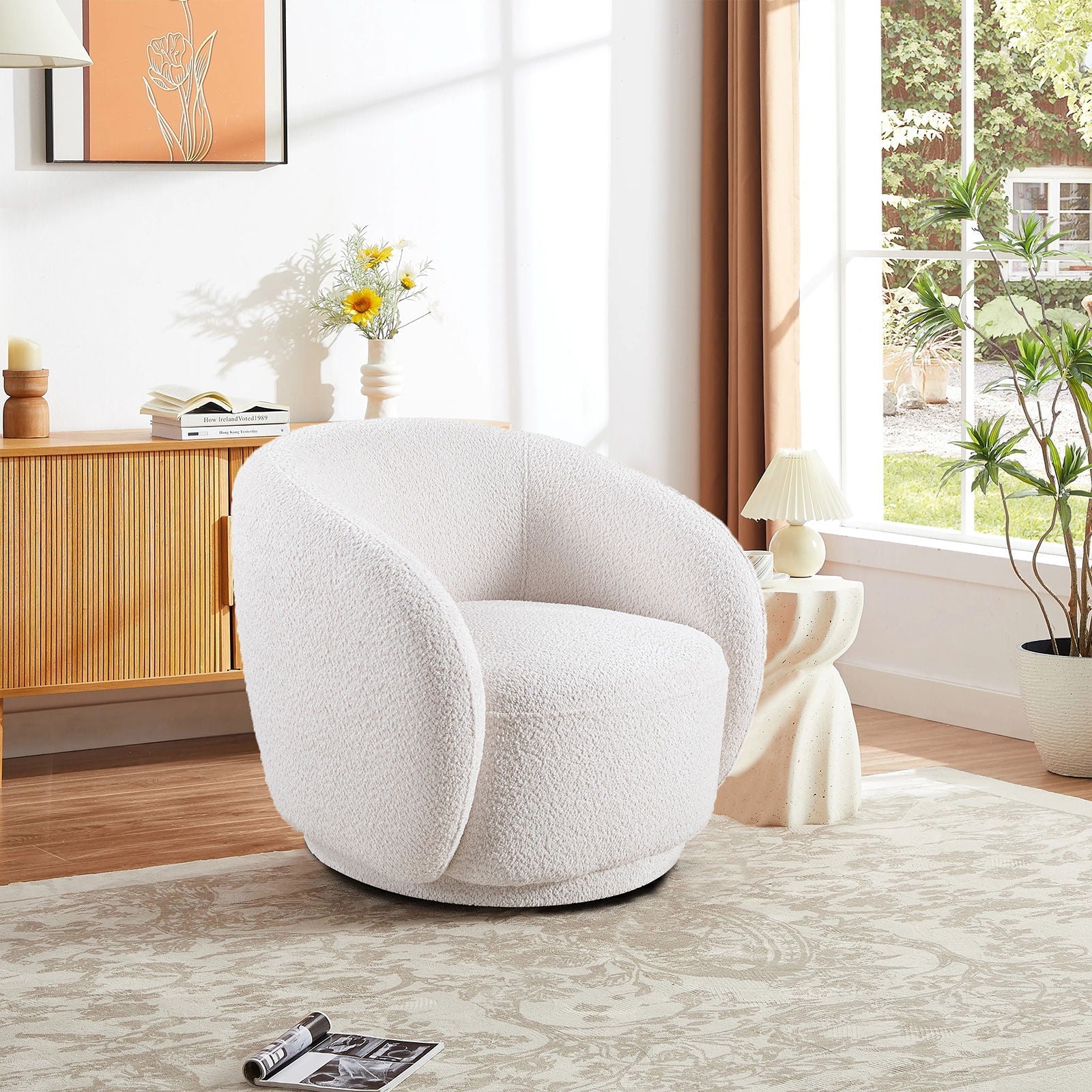 360° Swivel Upholstered Barrel Accent Chair