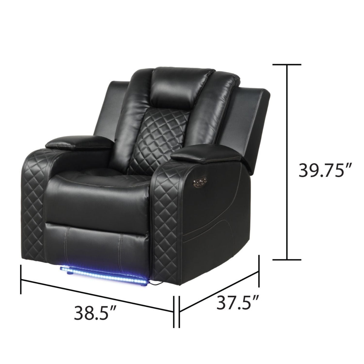 Benz Power Recliner Chair with LED Lighting & USB Charging