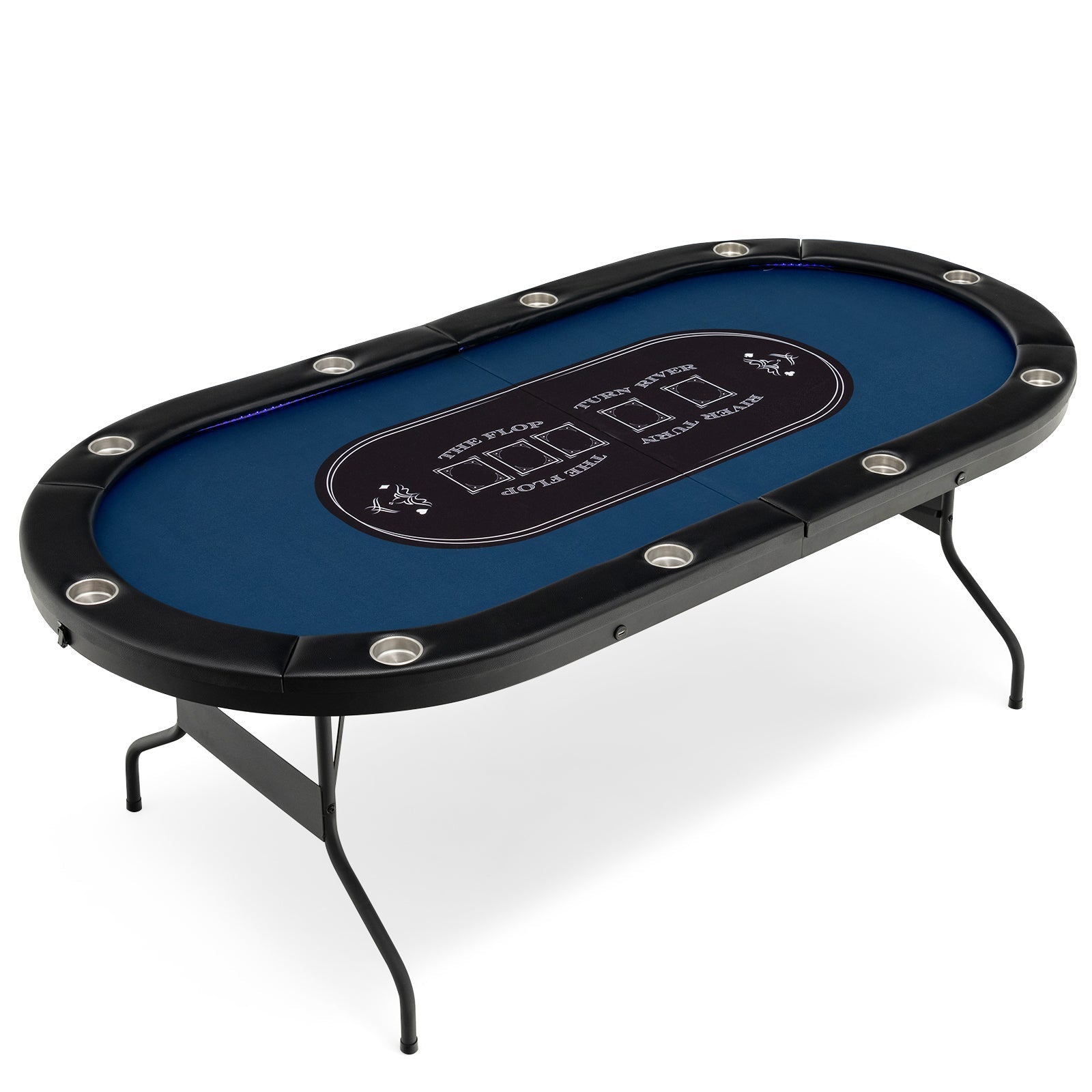 75-Inch Folding Poker Table with Cup Holders, Lights & USB Ports