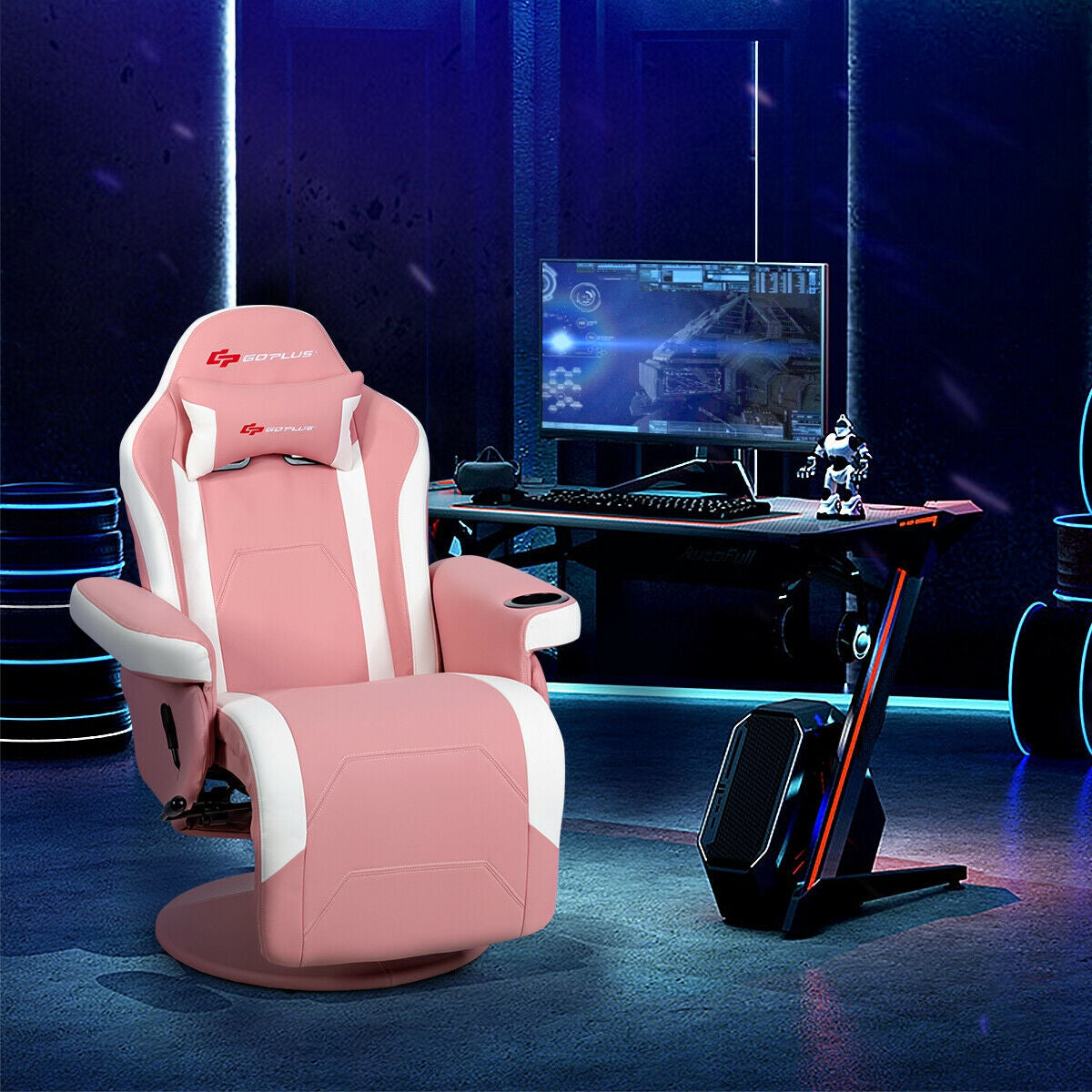 High Back Massage Gaming Chair with Footrest