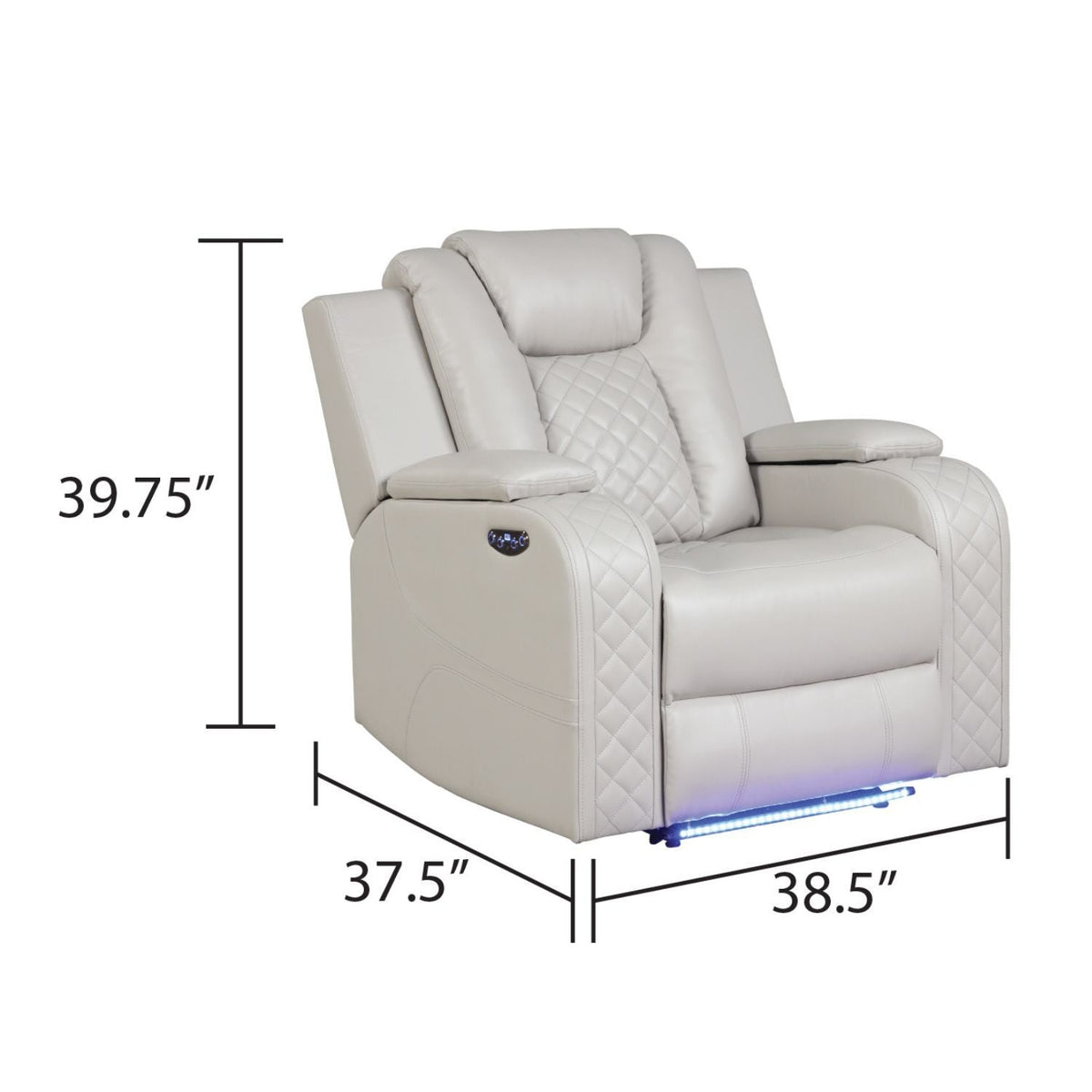 Benz Power Recliner Chair with LED Lighting & USB Charging