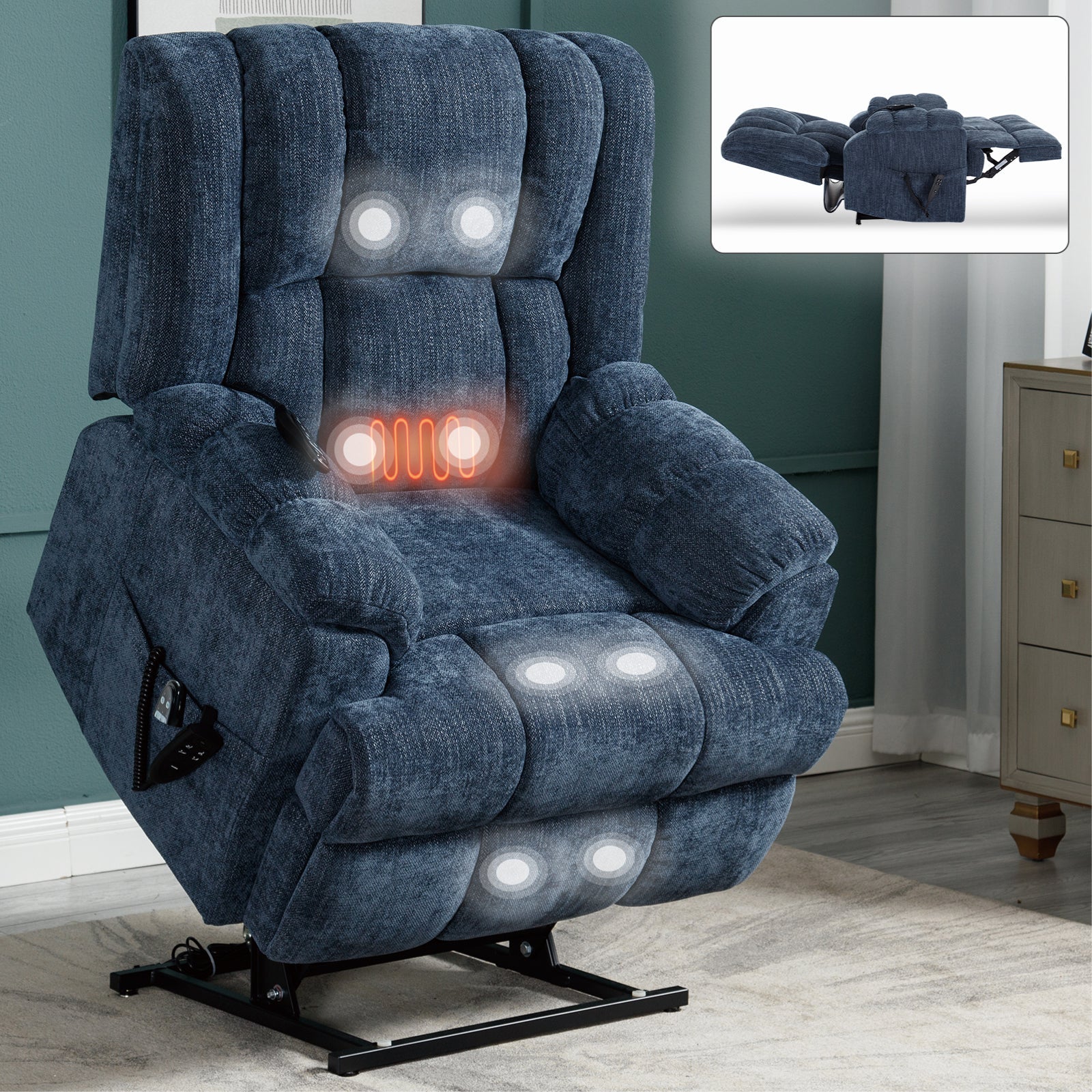 Dual Motor Power Lift Recliner with Heat & Massage