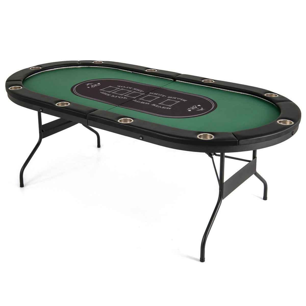 75-Inch Folding Poker Table with Cup Holders, Lights & USB Ports