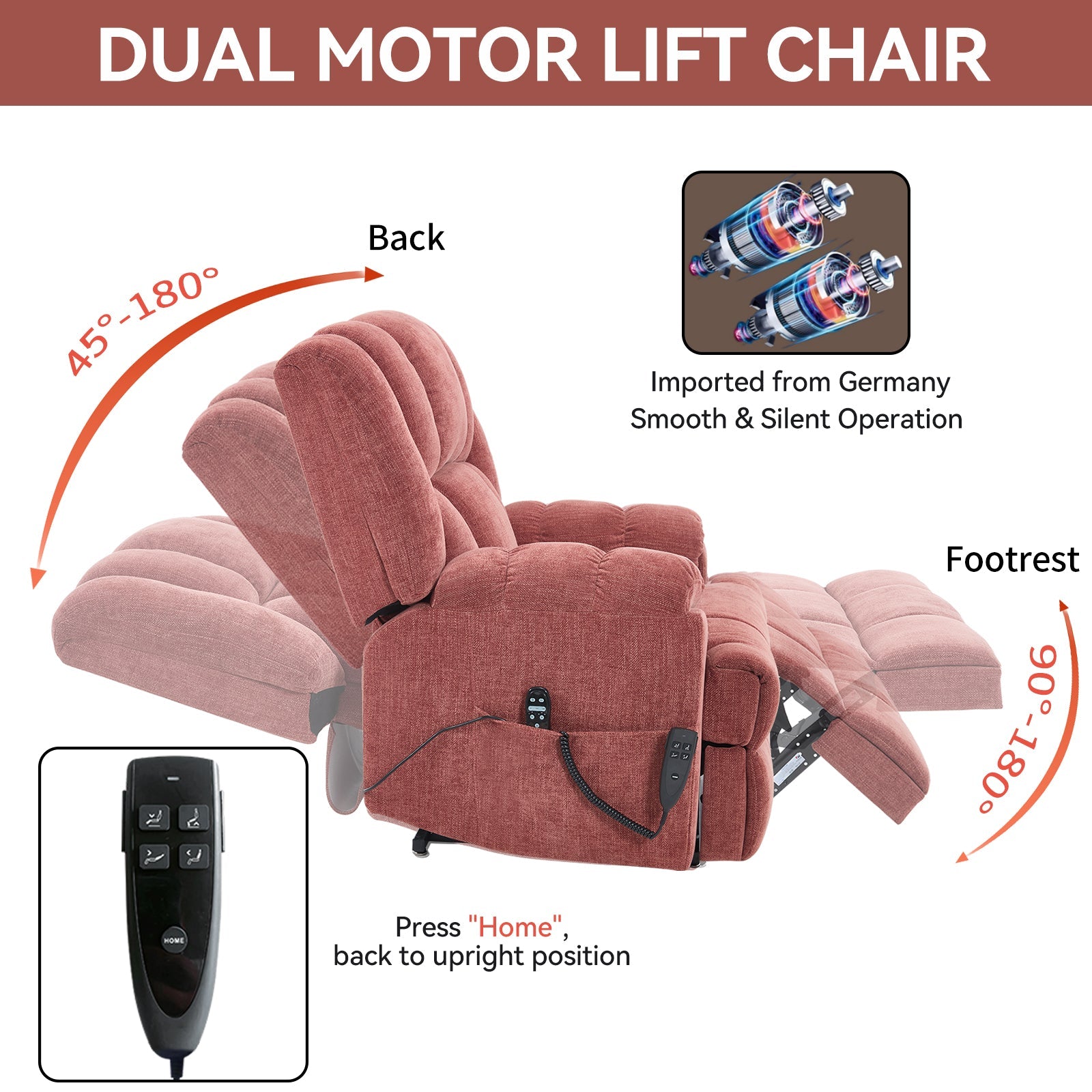 Dual Motor Power Lift Recliner with Heat & Massage