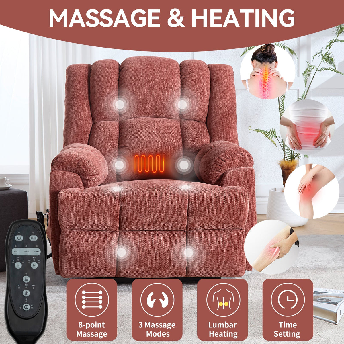 Dual Motor Power Lift Recliner with Heat & Massage