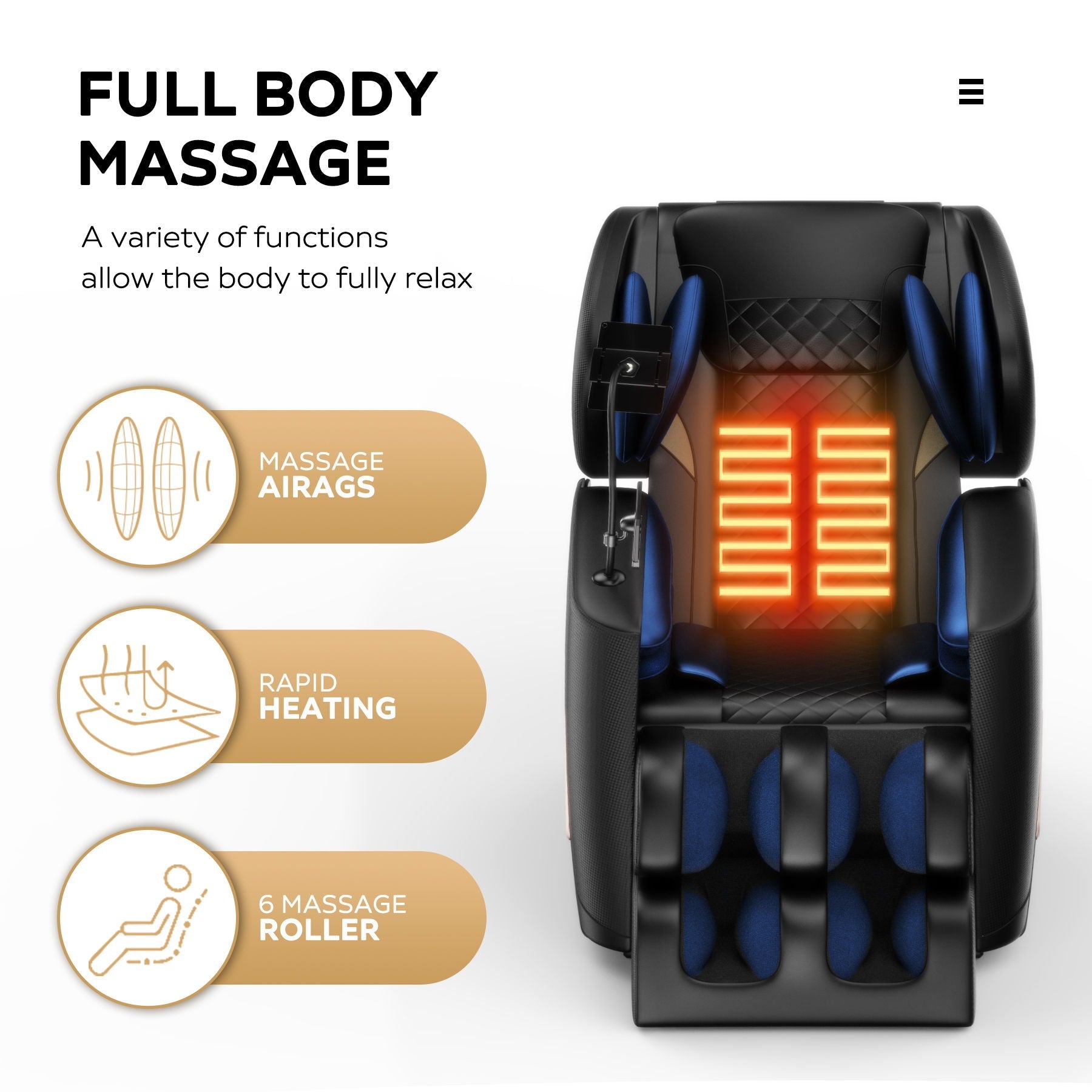 Full Body Massage Chair with Zero Gravity & Foot Rollers
