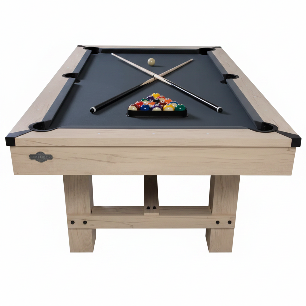 Bayville 84" Indoor Pool Table with Accessories – Light Oak Finish & Charcoal Felt