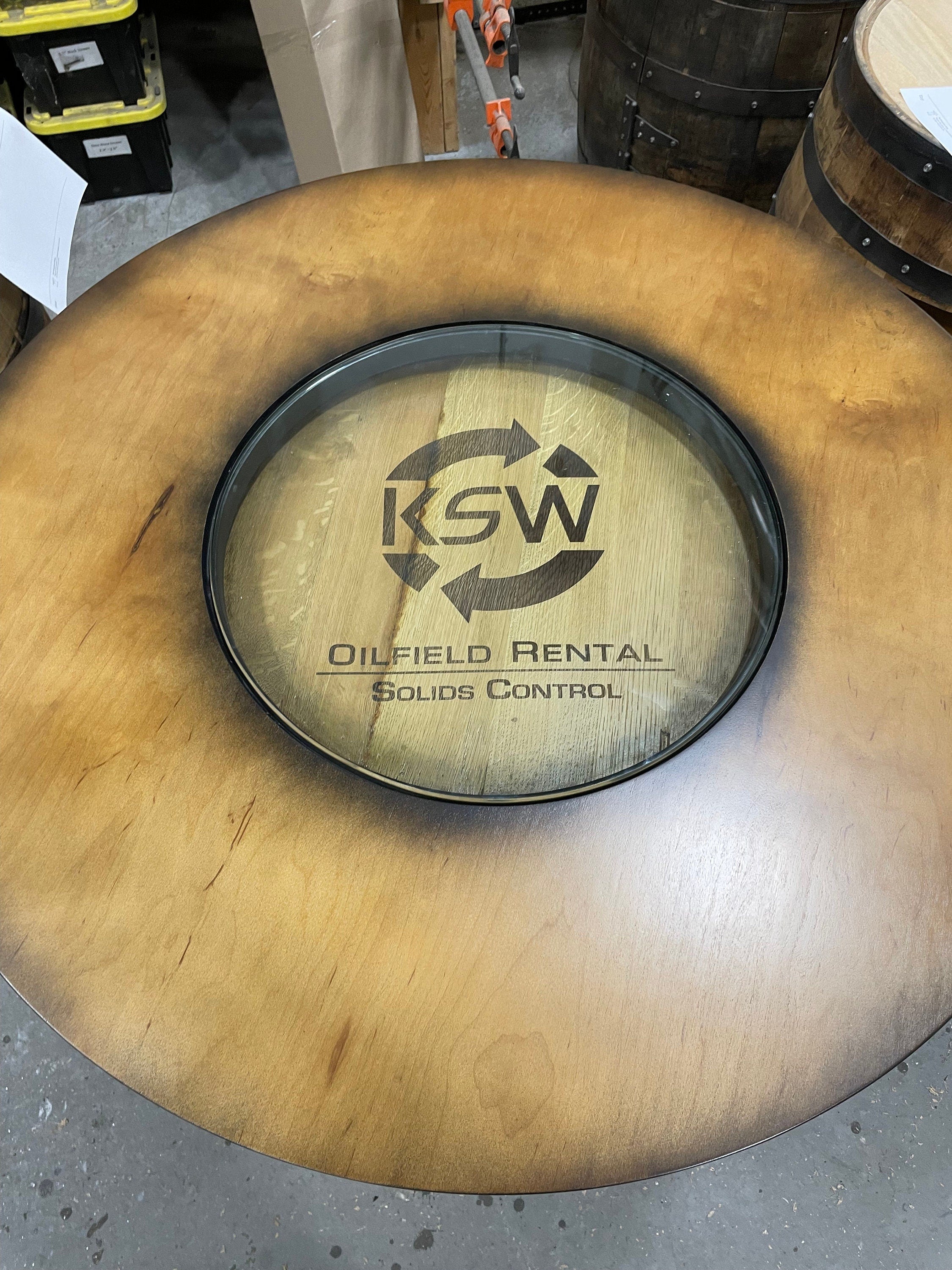 Custom Bourbon Whiskey Barrel Bar Table with Storage