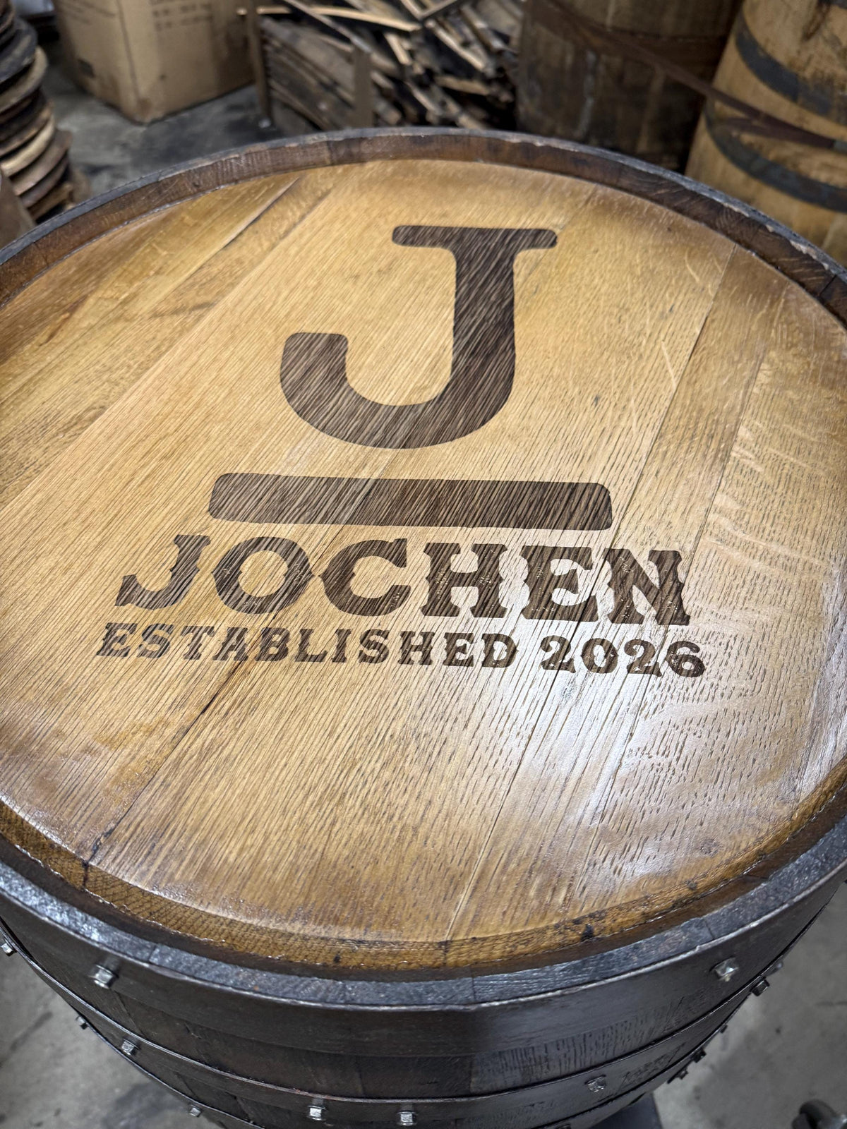 Custom Bourbon Whiskey Barrel Bar Table with Storage