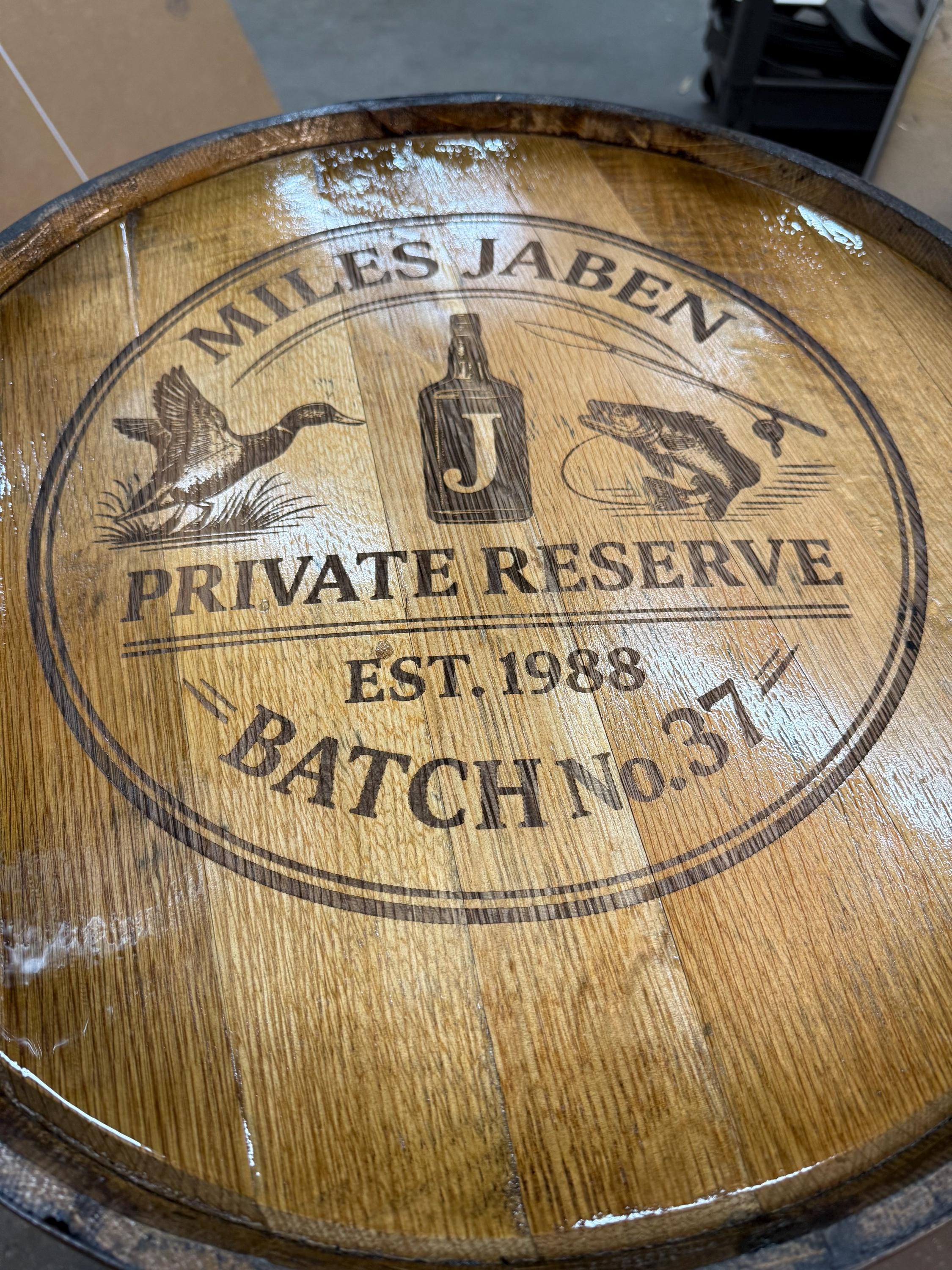 Custom Bourbon Whiskey Barrel Bar Table with Storage